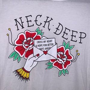 Rare Neck Deep Pop Punk Band T-Shirt with Lyrics from Over and Over